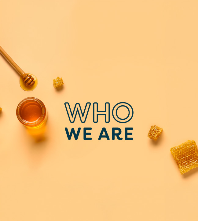 Banner image with "Who We Are" overlay text on a yellow background.