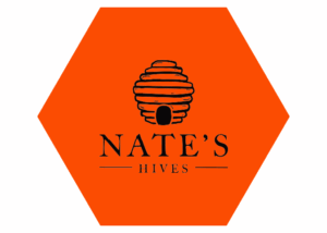 Nate's Hives logo on orange hexagon.