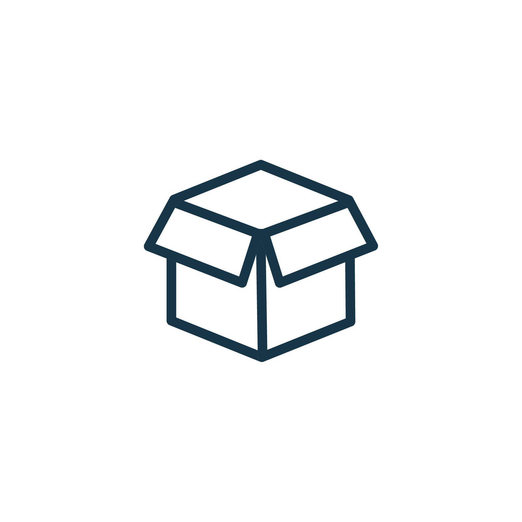 Cardboard icon in navy blue.